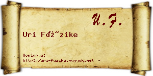 Uri Füzike névjegykártya